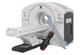 Service and repair of MRI Magnetic Resonance Imaging Scanner, 3D rendering Royalty Free Stock Photo