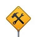 Service road sign, crossed hammer and wrench icon