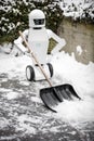 Service robot is shovelling snow