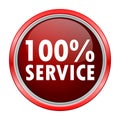 100% Service round metallic red button Royalty Free Stock Photo