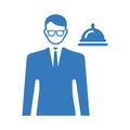 Service, servant icon. Blue color design