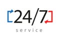 Service sign is open 24 hours a day and 7 days a week on a white background. Plate, banner, isolated object. Royalty Free Stock Photo