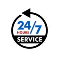 24/7 Service Signage Template Illustration Design. Vector EPS 10