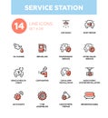 Service station - modern vector single line icons set Royalty Free Stock Photo