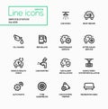 Service station - modern vector single line icons set Royalty Free Stock Photo