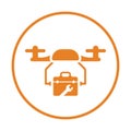 Service, support, copter,, drone tools icon. Rounded orange vector