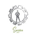 Service, support, customer, business, repair concept. Hand drawn isolated vector.