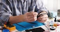 Service Technician Fixing Broken Smartphone In Service Center Royalty Free Stock Photo