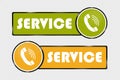 Service Telephone Buttons - Square And Circle Icons - Green And Yellow Vector Illustration - Isolated On Transparent Background Royalty Free Stock Photo