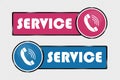 Service Telephone Buttons - Square And Circle Icons - Pink And Blue Illustration - Isolated On Transparent Background