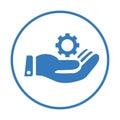 Service, tools, gear, business, hand, settings icon. Blue vector graphics Royalty Free Stock Photo