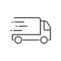 Service Truck Line Icon. Fast Van Shipping Order Linear Pictogram. Express Free Delivery Service Car Courier Outline