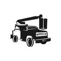Bucket service truck black vector concept icon. Bucket service truck flat illustration, sign Royalty Free Stock Photo