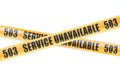 503 Service Unavailable Caution Barrier Tapes, 3D rendering