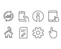 Service, Update data and Edit document icons. Tablet pc, Hold smartphone and Hand click signs.