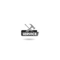 Service work repair label or logo icon with shadow