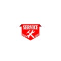 Service work, repair label or logo isolated on white background