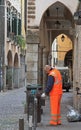 Service worker is collecting trash Royalty Free Stock Photo