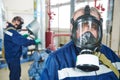 Service worker at industrial compressor station Royalty Free Stock Photo