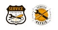 Service, workshop logo or label. Repair icon. Vector