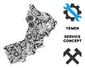 Collage Yemen Map of Service Tools