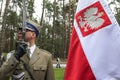 Servicemen of honor guard of Polish army during events at Polish cemetery in Bykivnia near Kyiv. Ukraine. September 2012 Royalty Free Stock Photo