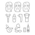 Services cosmetology set icons illustration lines