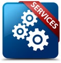 Services (gears icon) blue square button red ribbon in corner