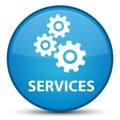 Services (gears icon) special cyan blue round button