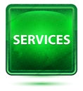 Services Neon Light Green Square Button Royalty Free Stock Photo