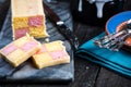 Serving Battenberg checked cake Royalty Free Stock Photo