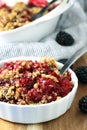 Serving of blackberry crisp