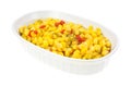 Serving bowl with cut corn and sliced peppers Royalty Free Stock Photo
