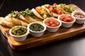 serving bruschetta with assorted dips Royalty Free Stock Photo
