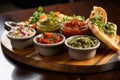 serving bruschetta with assorted dips Royalty Free Stock Photo