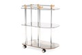 Serving cart, table from metal and glass. 3D rendering