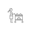 Serving cart, waitress icon. Element of restaurant icon. Thin line icon for website design and development, app development. Royalty Free Stock Photo