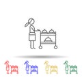 Serving cart, waitress multi color style icon. Simple thin line, outline vector of Restaurant icons for ui and ux, website or Royalty Free Stock Photo