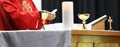 Serving Catholic Mass symbols, objects and parts Royalty Free Stock Photo