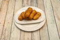serving of cod croquettes typical of a Spanish tapas bar Royalty Free Stock Photo