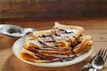 Serving of crispy golden fried batter pancakes Royalty Free Stock Photo