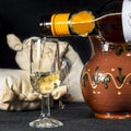 Serving a cup of fino sherry, Manzanilla wine Royalty Free Stock Photo