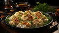Serving of Delicious and Aromatic Mantu Royalty Free Stock Photo
