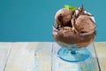 Serving of delicious creamy chocolate ice-cream Royalty Free Stock Photo