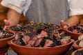 Serving feijoadafeijoada buffet, traditional Brazilian dishbean stew