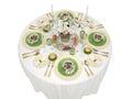 Serving of a festive table on a white background.