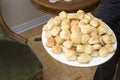 Serving Fresh Cheesepuffs (Recipe series) Royalty Free Stock Photo