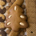 Gingerbread Christmas tree and an assortment of Christmas cookies Royalty Free Stock Photo