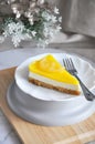 Serving Lemon Cheese Tart on White Plate