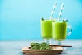 Serving Matcha green tea milk shake Royalty Free Stock Photo